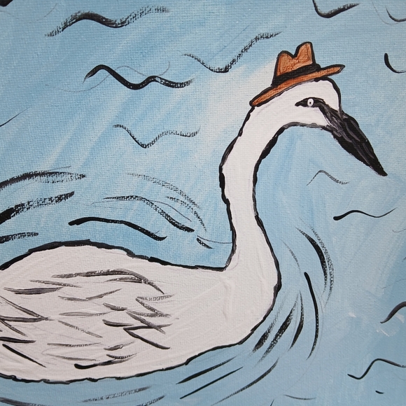 Swan with Hat Canvas Art Original Art - Picture 6 of 12